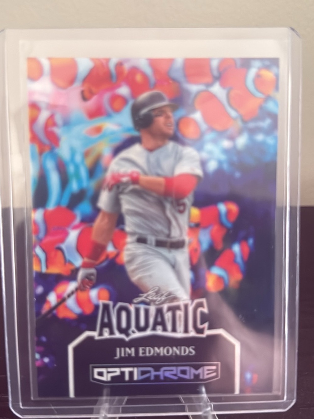 Leaf Aquatic Optichrome Jim Edmonds Baseball Card - Bright Multicolor